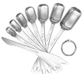 U-Taste Narrow Square Measuring Spoons: 18/8 Stainless Steel Kitchen Measure Teaspoon Tablespoon with Leveler, Polygon Rectangular Metal Jar Scoop for Baking Cooking, Coffee, Spice, Powder (Set of 8) - size: 7 Spoons+1 Leveler