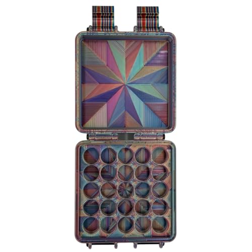 3D Printed Vial Storage Case - Waterproof 3ml Vial Storage Case with 25 Slots - Freezer Safe Hard Shell Essential Oil Case for Home, Fridge, Travel, 16mm Max Diameter, 35mm Max Height - color: Psychedelic Lonestar, size: 25 Slots