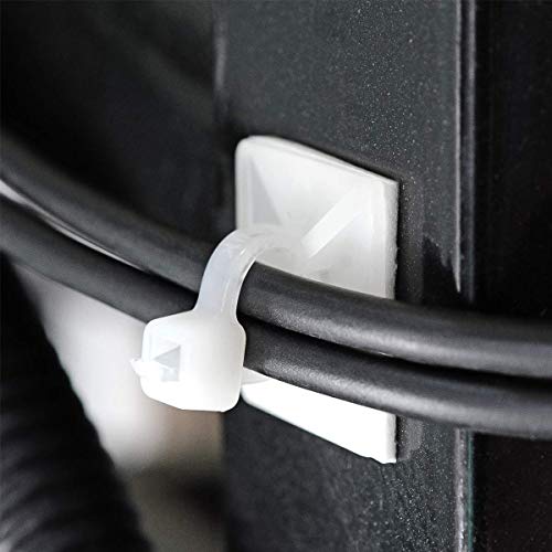 200pcs 3/4" Back-Glue Self Adhesive White Strong Cable Zip Tie Mounts with 8" Ties, Screws, Outdoor Sticky Wire Fasteners Cable Clips Management Anchors Organizer Holders Squares - color: White, size: 200 Piece