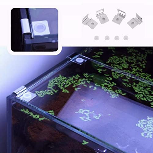 4Pcs Pssopp Aquarium Cover Bracket, Fish Glass Cover Clip Stainless Steel Aquarium Glass Covers Support Bracket Holders Universal Lid Clips for Rimless Aquariums(5mm) - color: 5mm