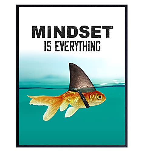 Motivational Wall Art Posters for Home, Office - Mindset is Everything - LARGE 11X14 - Inspirational Gifts for Men, Students - Entrepreneur Wall Art Decor - Uplifting Self-Improvement Positive Quotes - size: 11"L x 14"W, style: Unframed