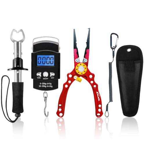 XBLACK Fishing Tool Kit Fishing Pliers Fish Gripper Fishing Scale Fish Grip Tools Set Saltwater Resistant Fishing Gear - color: Advanced Set - C
