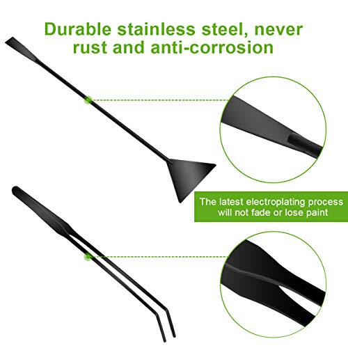 Catcan Quarium Aquascape Tools Kits, 4 in 1 Anti-Rust Aquatic Plant Aquascaping Tool Stainless Steel Black Tweezers Scissors Spatula for Aquarium Tank Clean Fish Tank Aquascape Tools Sets (black) - color: Black