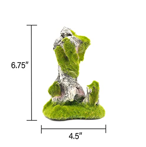 NW Wholesaler 6.75 Inch Fish Tank Mossy Rock Fish Tank Decoration - Fish Hideaway for Saltwater and Freshwater Aquarium Decor - style: Mossy Rock