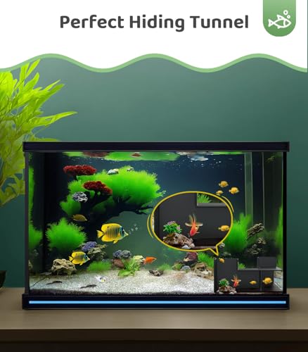 Creative Aquarium Decor - Aquarium Cave Hideout 360° Viewing, Interesting Aquarium Tunnel with 2 Entrances, Fish Tunnel for Aquarium, Shrimp Cave for Aquarium, Fish Tank Decorations Hideout