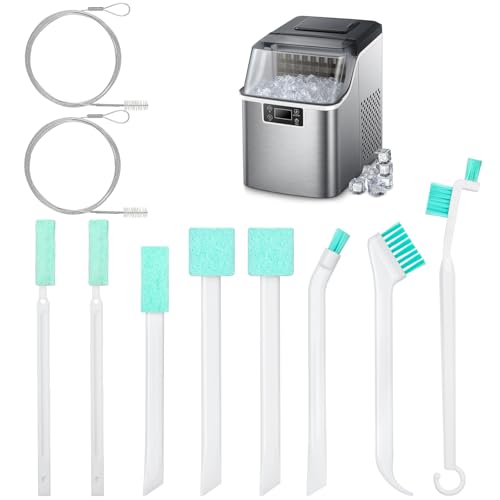 Ice Machine Cleaner Brush Kits, 10 PCS Ice Maker Cleaning Tools - 2PCS Long Drain Pipe Brushes and 8 PCS Crevice Cleaning Brushes