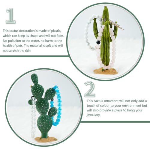 2Pcs Reptile Cactus Plants Terrarium Decoration Faux Reptile Terrarium Cactus Plant Landscape Decoration for Turtle Lizard