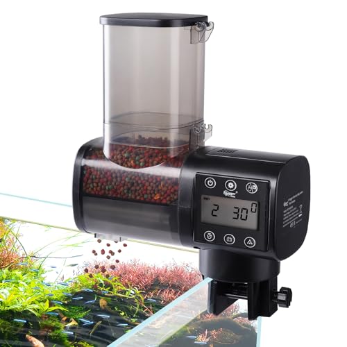 hygger Automatic Fish Feeder for Aquarium: Auto Fish Food Dispenser with Timer,quantitative and Fixed-Point Feeding System for Betta Turtle Small Tank - Aquarium Vacation Feeder with 3 AAA Batteries