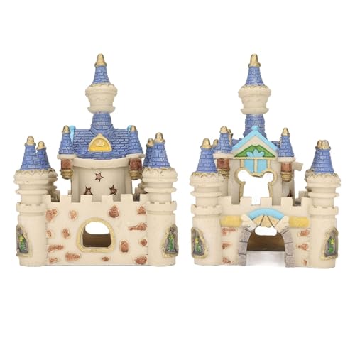 HERCHR Fish Tank Decorations, Castle Cave Hideouts & Resin Aquarium Decor Hiding Cave Ornament Fish Tank Accessories, Safe for Betta Fish