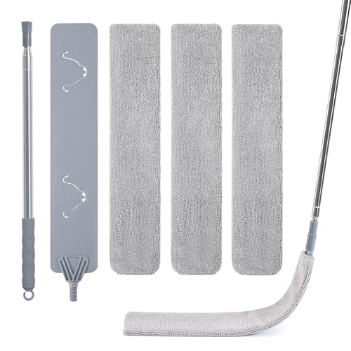 IVYROLL Skinny Duster with Extension Pole for Under Furniture, Under Appliance Cleaning Tool with 3 Microfiber Dusting Cloths, Retractable Flat Duster for Under Refrigerator, Tight Spaces, Gap - color: Set C: Gap Duster & Replacement