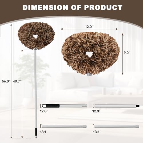 Ceiling Fan Cleaner Duster Reusable Microfiber Ceiling Fan Blade Cleaner Removable Duster with Extension Pole Adjusts 13 to 49.7 Inch for Cleaning Walls Furniture Door Window Top (Beige Brown) - color: Beige Brown