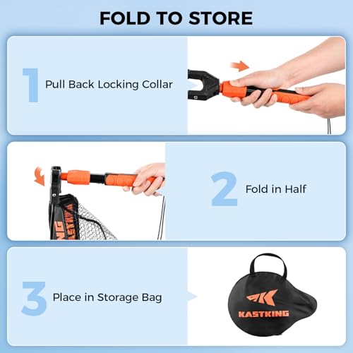 KastKing Titanet Fishing Net, Durable Aluminum Handle, Non-Slip Hi-Vis Grip, Compact Bag & Lanyard, Ideal for Kayak, Lake, Fly, or River Fishing, 2 Net Options - size: 26" Total Length (Fixed Handle), style: Pvc Net