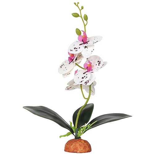 Fake Orchids Artificial Flowers, Reptile Terrarium Decor Plants, Bearded Dragon Tank Accessories fit Crested Gecko Leopard Lizard Chameleon Ball Python Snake Frog - Spotted - color: Spotted