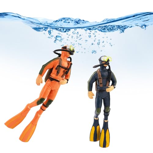 2 Pack Fish Tank Decorations Little Diver Decorative Ornament Floating Pendant for Creative Fish Tank Accessories, Aquarium Decorations, Marine Landscaping
