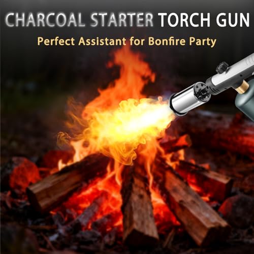 Powerful Propane Torch Gun, Kitchen Torch With Adjustable Flame, Flamethrower Blow Torch for BBQ, Campfire, Searing Steak, Camping (Propane Tank Not Included)-Silver - color: Silver