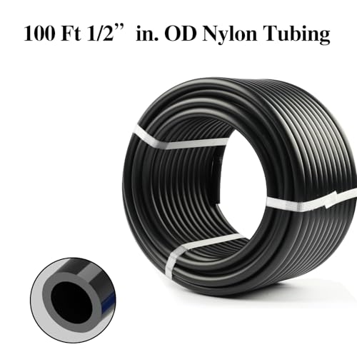 FORNAX Air Line Kit with14-Piece Air Push To Connect Kit, 100ft 1/2 inch OD Nylon Tubing, Air Piping System Industrial Type Quick Connect Coupler and Plug