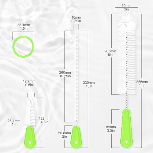 Rnoafmu Bottle Brush Cleaner Set of 3, 14 in Long Handle Water Bottle & Straw Cleaner Brushes for Washing Tumblers, Baby Bottles, Cup Lid Cleaning Brush