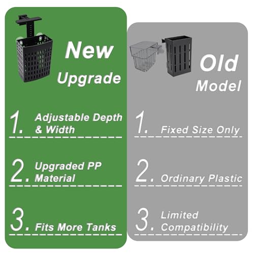 2 Pack Upgraded Adjustable Aquarium Plant Holder, Top Hanging Design Fish Tank Plant Holder, Adjustable Width Height, Fits Tank Edges up to 2.3 in, for Aquaponic Plants and Aquascape Decoration, Black