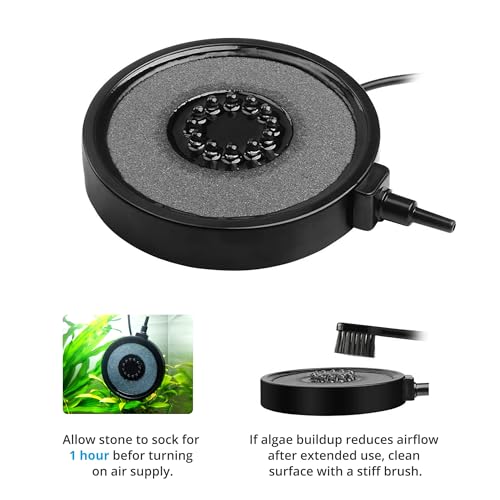 NICREW Multi-Colored Aquarium LED Bubbler Stone Disk, Fish Tank Bubbler with Auto Color Changing LEDs - size: 4 inch