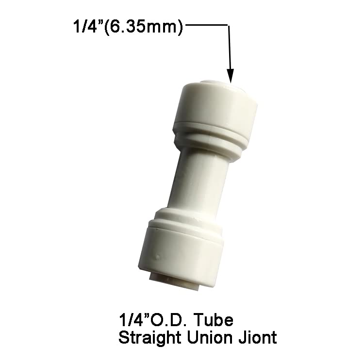 Malida 1/4" OD to 1/4" OD push fit straight union quick connector for RO water system push to connect tube (10pack) - size: I-TT-0202