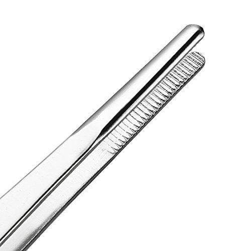 uxcell 1 Pcs 8-Inch Stainless Steel Straight Blunt Tweezers Serrated Tip Daily Garden Tool - size: 8-Inch