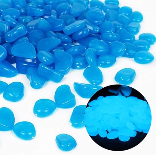 Oubest Fish Tank Rocks Glow in The Dark Pebbles for Garden Aquarium Plant PotsBonsai Walkway Driveway 100pcs Blue - color: Blue
