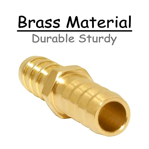 Uenede 8PCS Brass 1/4"OD Barb Splicer Mender Hose Barb Fitting Straight 2-Way Union Garden Hose Repair Fittings for Water/Oil/Gas - size: 1/4" Barb, style: Straight (2 Way)