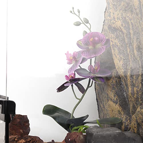Fake Orchids Artificial Flowers, Reptile Terrarium Decor Plants, Bearded Dragon Tank Accessories fit Crested Gecko Leopard Lizard Chameleon Ball Python Snake Frog (Radiant) - color: Radiant