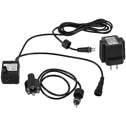 Sunnydaze 40 GPH Submersible Water Pump – 12V Small Fountain Pump with Adjustable Flow, 6-Color LED Light & Transformer for Fountains, Bird Baths, Aquariums - style: Multicolor Light