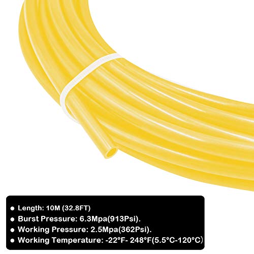 Beduan Pneumatic Nylon Tube 5/16"od SAEJ844 Air Line Nylon Hose Tubing for Air Brake System or Fluid Transfer（32.8ft 10 Meter） - color: Yellow, size: 5/16"OD 32.8FT