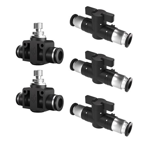 3/8 Push To Connect Valves,Pneumatic 3/8 Air Control Valve,Quick Push To Connects Fittings,Throttle Flow Speed Controller - color: Black BUC+SA, size: 3/8"OD