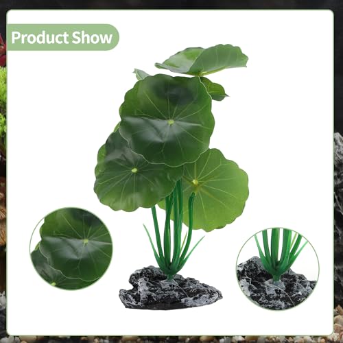 Aquarium Plastic Plants, Reptile Plant Decoration, Aquatic Plant Resin Decor, Betta Fish Tank Realistic Plants for Aquarium, 6.5" Height, Green