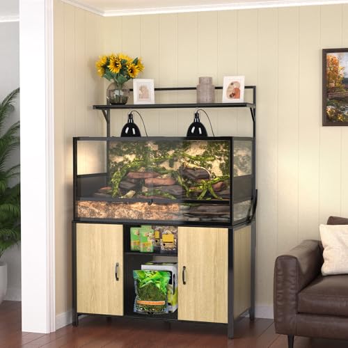 GDLF Reptile Tank Stand Terrarium Stand with Cabinet for Accessories Storage 48" X 24" Tabletop Fits up to 120 Gallon Bearded Dragon, Reptile Terrarium,Turtle Tank,Natural Wood Color - color: Natural, size: 48" x 24"