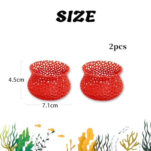 Aquarium Submerged Plant Pot, Underwater Plant Anchor, Fish Tank Aquatic Plante, Aquarium Landscaping Decoration, Decorative Accessories - 2-Piece Set (Red) - color: Red