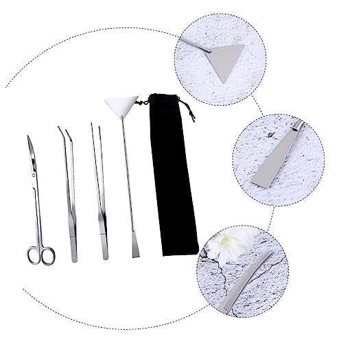 Kisangel 1set Stainless Steel Aquarium Tool for Aquascaping Cleaning Supplies Tweezers Scissors Spatula and Storage Bag for Fish Tank Plant Maintenance