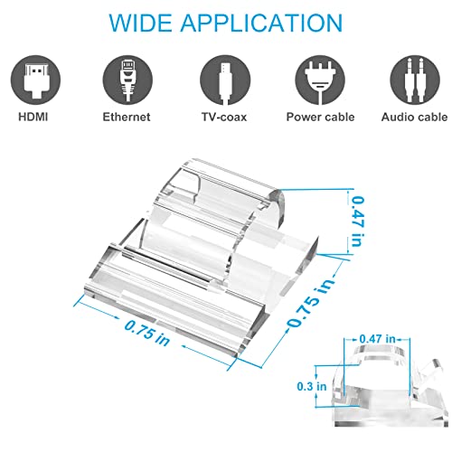 Adhesive Cable Clips Cord Organizer Clear (45 PCS, Large), Outdoor Light Clips for Christmas String Lights, Wall Wire Holder Clips for Ethernet Cable Management Under Desk, Led Light Hooks - color: Clear, size: Large