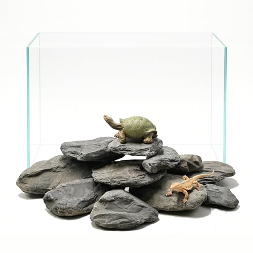 Natural Stream Stones 15-18pcs Large Aquarium Rocks 30lb Turtle Basking Platform & Reptile Slate Stones for Fish Tank & Habitat Decor(2-11 Inches) - size: 30lb(15-18pcs)