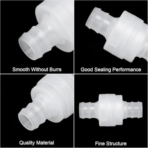 uxcell 5 Pcs Non Return Check Valves, 5/8" (15mm) Dia One Way Inline Hose Connector PP Plastic Hose Barb for Gas Liquid Air Water Tank Pump