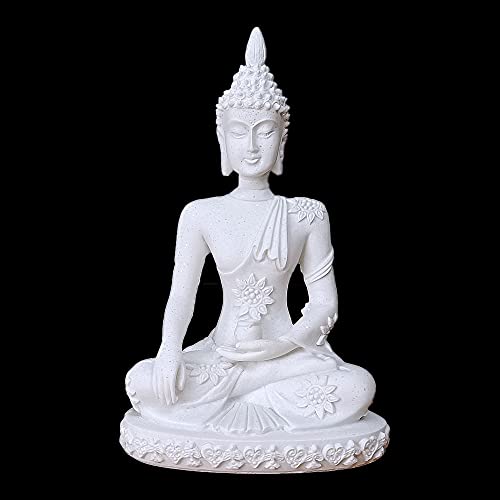 HYFAN Mini Sandstone Buddha Yoga Meditation Statue Harmonious Figurine Collectible Craft Feng Shui Sculpture Decor for Home Office Shelf Desktop (White 2 - color: White 2