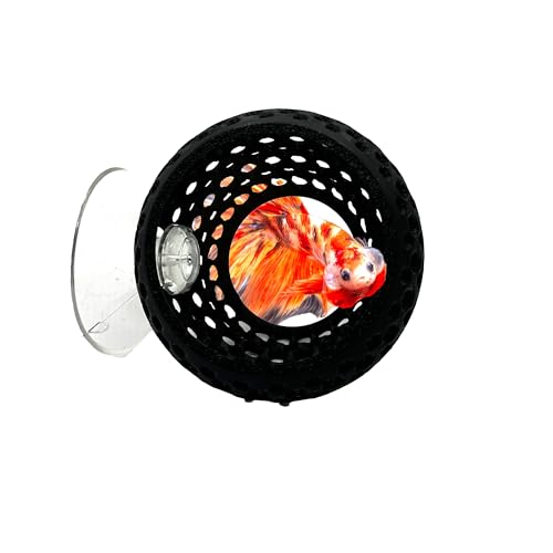 CTWPets Betta Bulb Hide | Betta Rest Fish Tank Ornament | Aquarium Cave with Suction Cup for Small Fish Tank, Betta Habitat, Shrimp Hideout, Aquatic Decor (Black) - color: Black