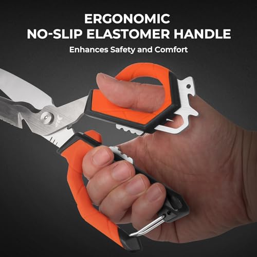 KastKing Paradox 9-Inch Fishing Bait Shears, Multifunctional Fishing Scissors With 5CR15 Stainless Steel Blades, Non-Slip Elastomer Handle, Protective Sheath, Built-In Carabiner - style: D: 9" Bait Shears