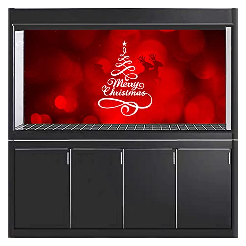 Christmas 3D Fish Tank Background Backdrop Aquarium Decorative Paper - Christmas TreeAquarium Background Poster PVC Self Adhesive Fish Tank Decor Landscape,122x76cm - size: 122x76cm