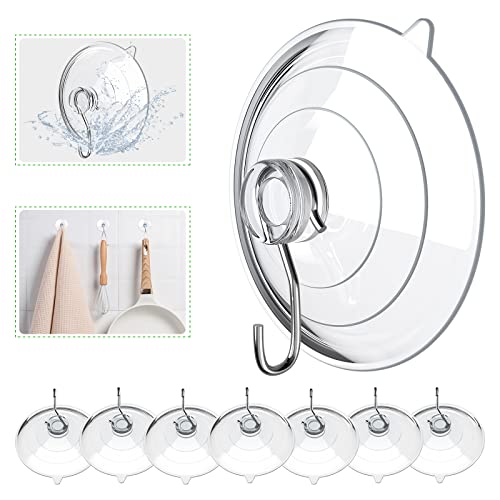 Hangerspace Suction Cup Hooks, 2.5 Inches Clear Suction Cups with Metal Hooks Large Suction Cup for Kitchen Bathroom Shower Wall Window Door - 8 Pack - size: Large