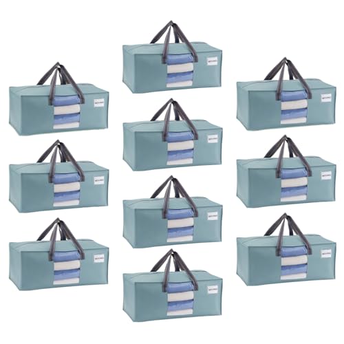 VENO 10 Pack Heavy Duty Moving Bags, Packing Bags with Clear Window, Alternative to Moving Boxes, Storage Bins for Clothes, Blankets, Comforters, College Dorm Essentials (Light Blue Matte,10 Pack) - color: Light Blue Matte, size: 10 Pack