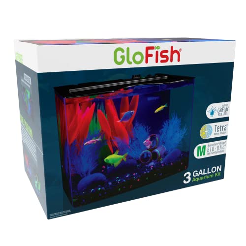 GloFish Crescent aquarium Kit 3 Gallons, Includes Hidden Blue LED Light And Internal Filter - size: 3-Gallon
