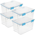 Sterilite 4-Pack 54 Quart Gasket Box, Home Storage Organizer Bins with Lids - Stackable Clear Plastic Containers for Bedroom, Bathroom, Garage, Basement, or Attic - size: 54 Quart, style: 4 Pack