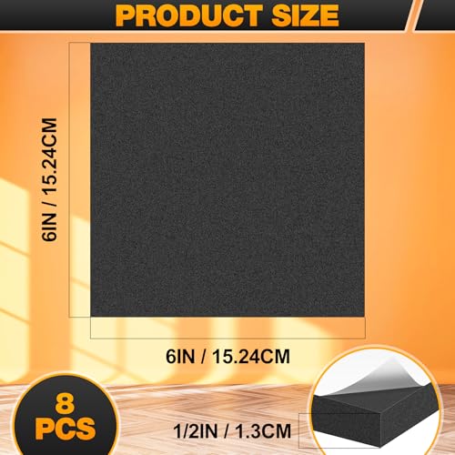 MYFAMIREA 8 PCS Adhesive Foam Padding Sheets Closed Cell Self Adhesive Sticky Foam Pads, 1/2" Thick 6'' x 6'' Neoprene Rubber Sheets Non-Slip Insulation Pads Vibration for Furniture Crafts Cars, Black - size: 6 x 6 x 1/2 IN