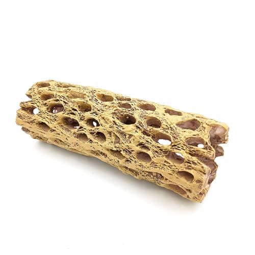 Shelltech Shrimp Hideout Resin Aquarium Decorations Hollow Log Hideaway for Shrimp, Mini Fish, Lizard, Gecko (Light Brown, S) - color: Light Brown, size: S