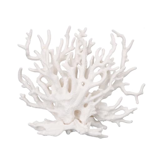 Tinoaly Fish Tank Decorations, White Resin Coral Reef Decor Creative Realistic Aquarium Coral Ornaments for Fish Tank Aquarium Landscape Decor Ornament Accessories - color: White