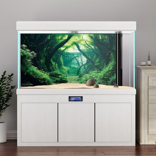 Natural Landscape Fish Tank Background, Aquarium Background, Boutique Aquarium Stickers,30cm,40cm,50cm,60cm,80cm (50 * 100cm, Aquatic Forest-1) - size: 50*100cm